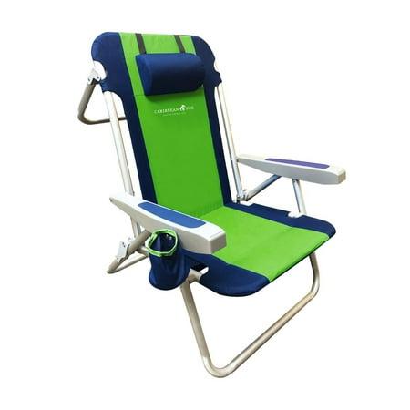 Caribbean Joe 5 Position Deluxe Chair Two-Tone Navy-Green