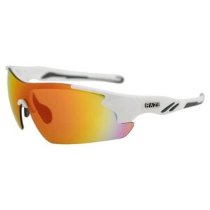 Raze Eyewear K-Frame Wrap Around Motorcycle Riding Glasses White Gloss Frame w/ High Definition Red Lenses